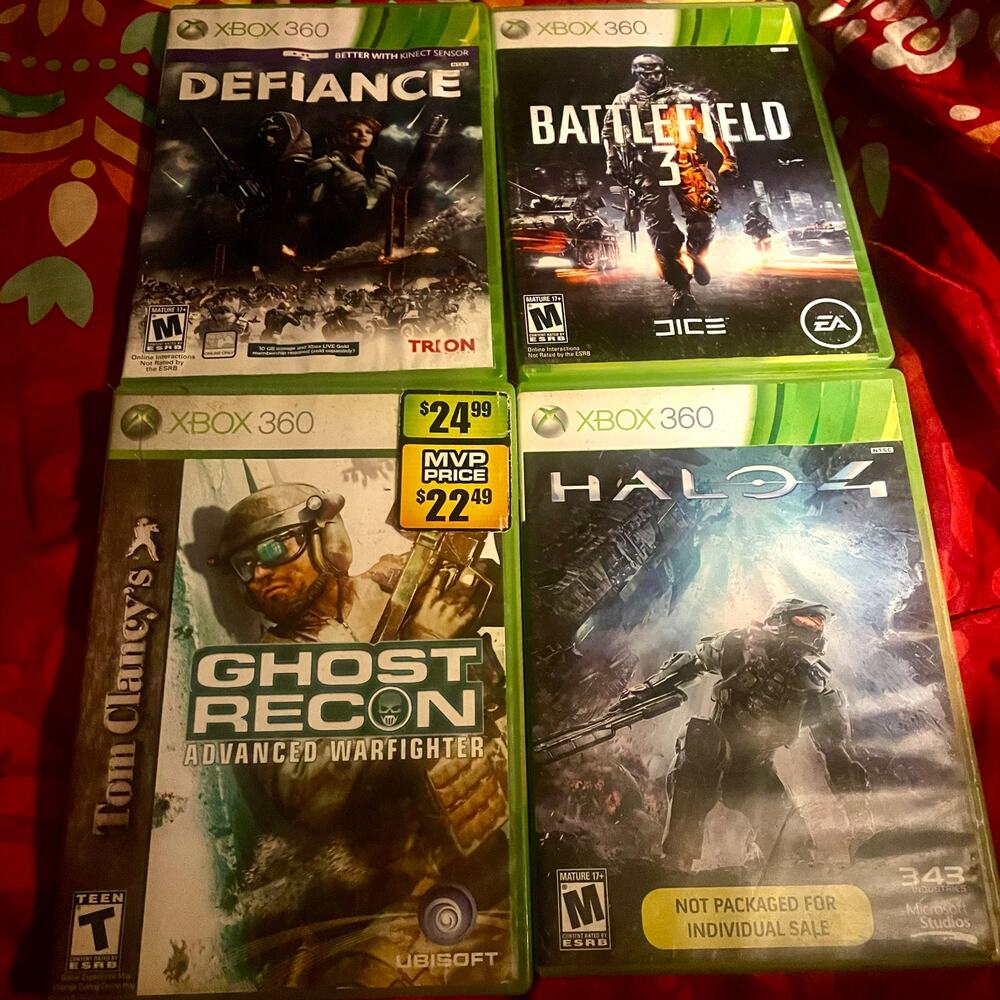 Xbox360 Lot - Defiance, Halo 4 l, Ghost Recon Advanced Warfighter, Battlefield 3